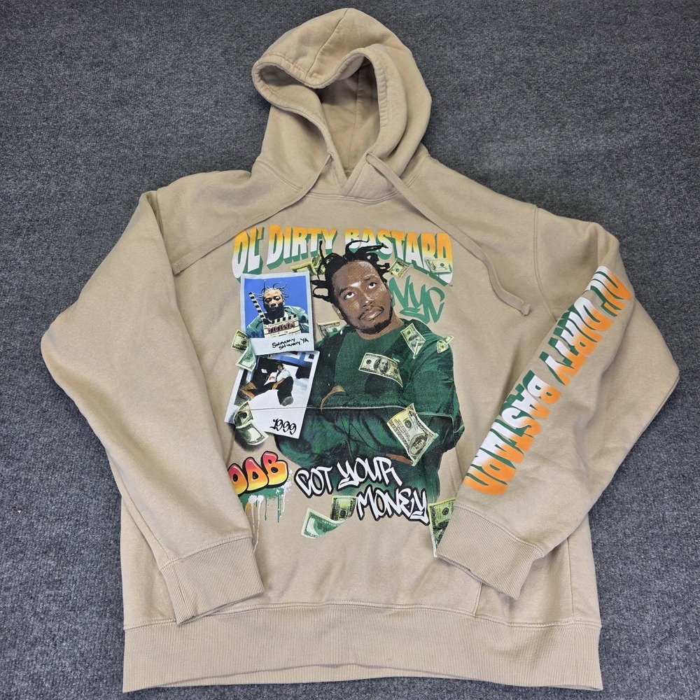 OL DIRTY BASTARD WU-TANG "Got Your Money" HOODIE CREAM SZ L
